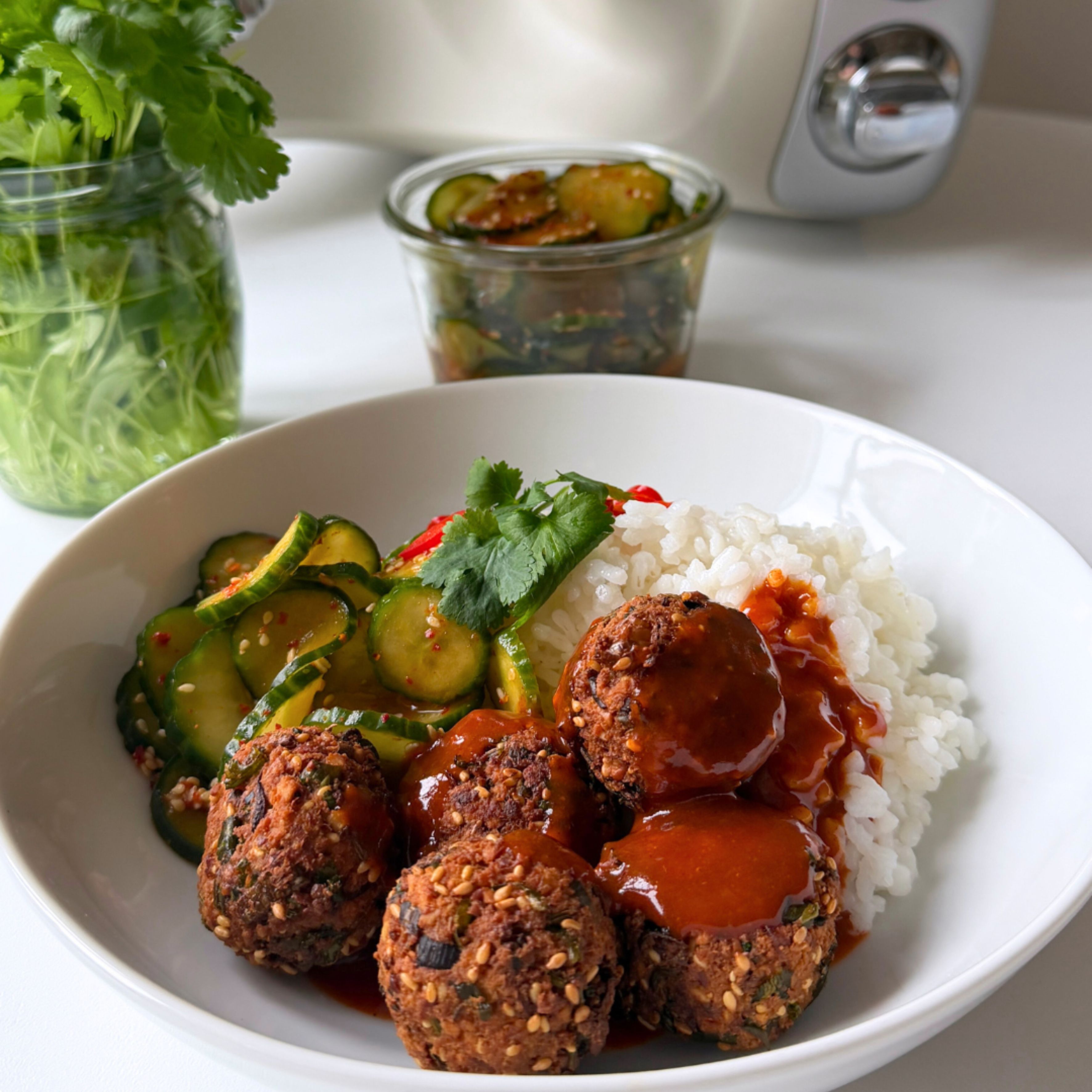 Kórejský falafel recept – chrumkavý falafel s gochujang omáčkou